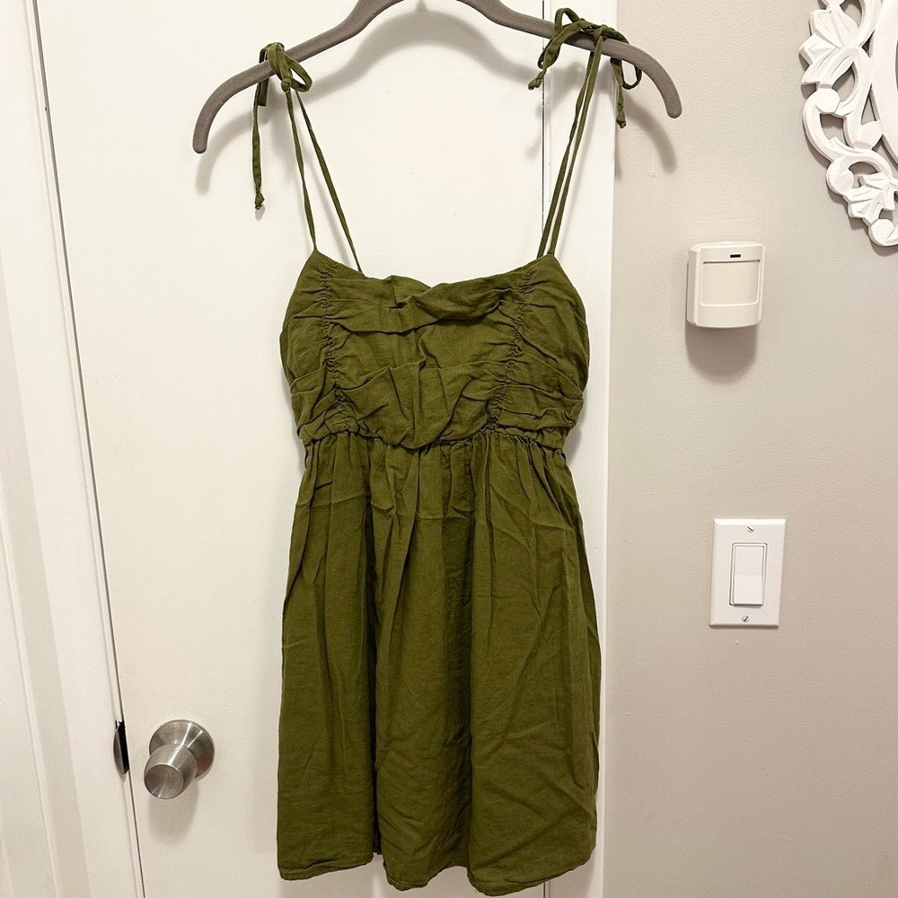 Urban Renewal Army Green Linen Blend Cami Tunic Top Blouse Women’s M